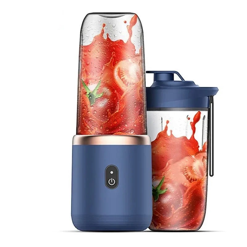 My Store BlendGo portable juicer cup in blue with stainless steel blades, perfect for smoothies on the go.