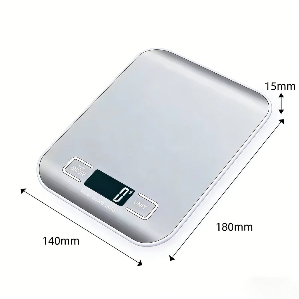 My Store MeBrand NutriScale digital kitchen scale in silver stainless steel with LED display for precise meal prep.