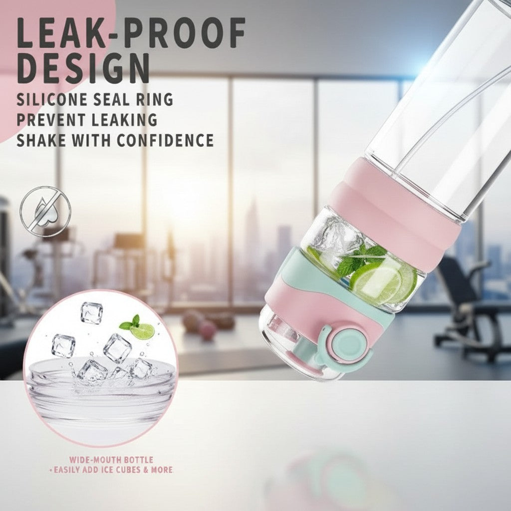 My Store MeBrand AquaMist 800ml pink and mint sports bottle with leak-proof silicone seal and wide-mouth design