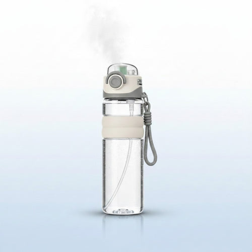 My Store MeBrand AquaMist 800ml cooling sports bottle with integrated mist spray, leak-proof lid, and wrist strap.