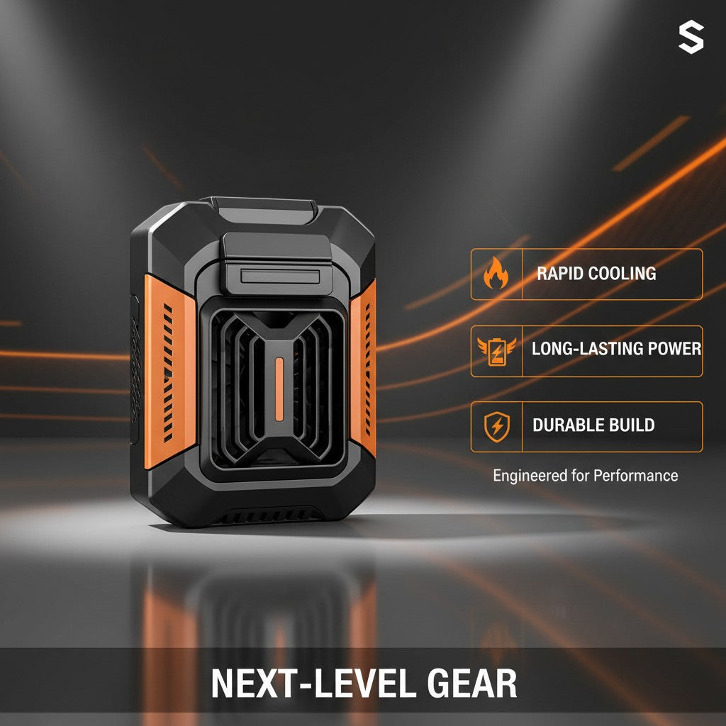 My Store MeBrand 3-in-1 portable waist fan in tactical orange and black, featuring a durable clip and cooling design.